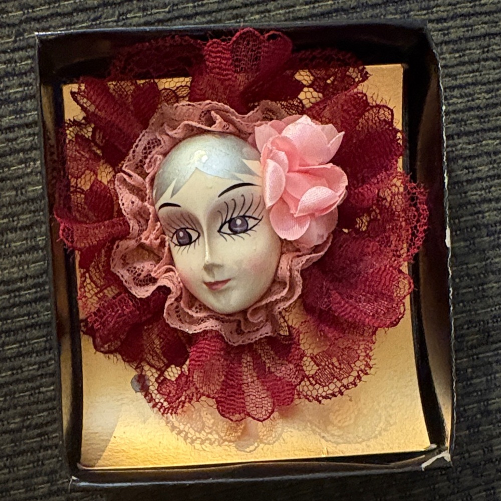 Vintage Brinn’s 1986 Glamour Girl Porcelain Doll Brooch